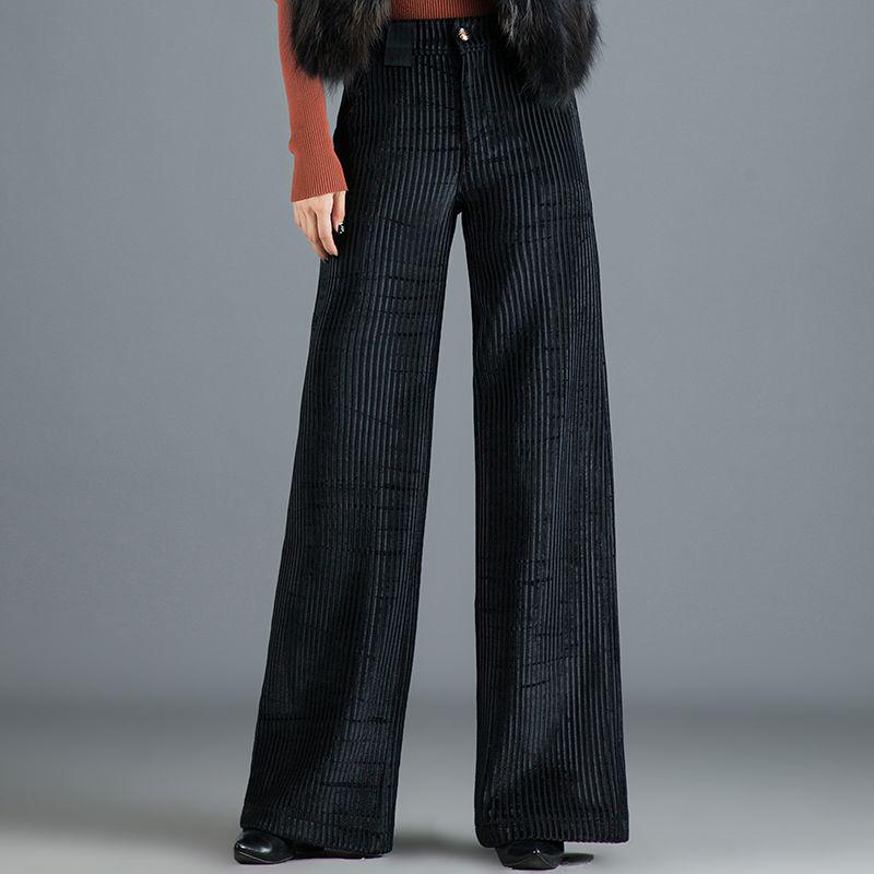 

Women s High-Waist Gold Thread Corduroy Wide-Leg Pants - Slimming, Drapey, Loose Fit for Spring and Autumn M up to 105 jin