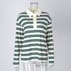 Spring New Loose Striped POLO Collar Long-Sleeve Top With A Stylish Design Suitable For Casual And Commuting