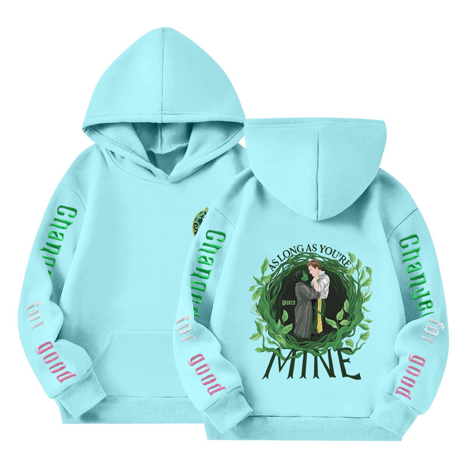 

Kids Long Sleeve Loose Pullover Letter Print Drawstring Hooded Sweatshirt 140