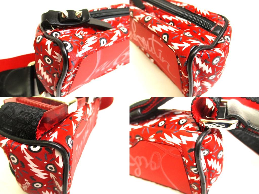 Authentischer Christian Louboutin Roter Nylon Gürtel Hüfttasche Pouch #a946 Aufgearbeitet