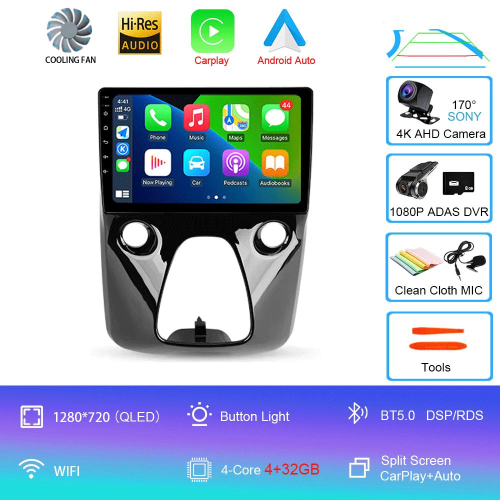 Car Radio Android 14 For Toyota Aygo Peugeot 108 Citroen C1 2016 - 2020 Auto Multimedia Player Stereo 4G WIFI Carplay 360 Camera