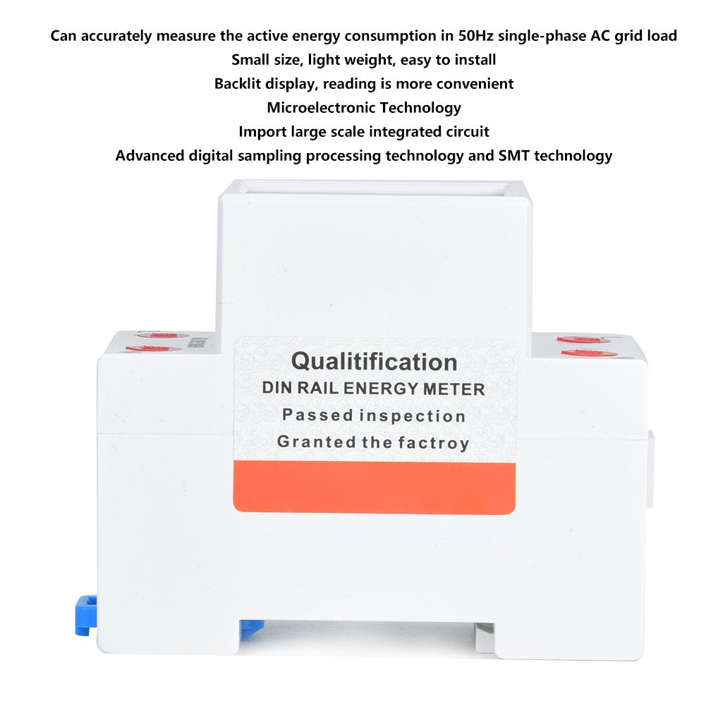 DDS6619 SinglePhase Energy Meter DIN Rail 2P Power Meter 230V with Backlight