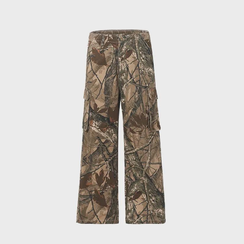 Salopetă LKTM Camuflaj Retro American: Pantaloni casual de exterior la modă, cu croială largă, pentru bărbați și femei