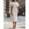 Robe Fourreau Élégante à Manches Volants 2026 pour Femmes, Robe Midi Bodycon à Col Rond Coupe Ajustée, Tenue Formelle pour le Bureau et les Soirées Cocktail