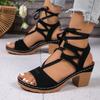 Summer new high-heeled sandals thick straps open-toed sandals large size fashion women's sandals