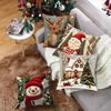 New 45×45cm Christmas Throw Pillow Cover Linen Santa Claus Pillowcase Removable Soft Pillow Cover Home Decoration