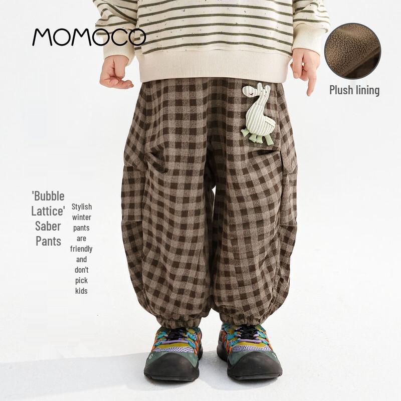MOMOCO Boys  Winter Fleece Plaid Casual Pants 120