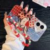 Bracelet Chain Painted Phone Case For iPhone 16 11 12 13 14 for 12 14 16 Pro 14 16 Pro Max Cute Pattern Hard Cover With Lanyard