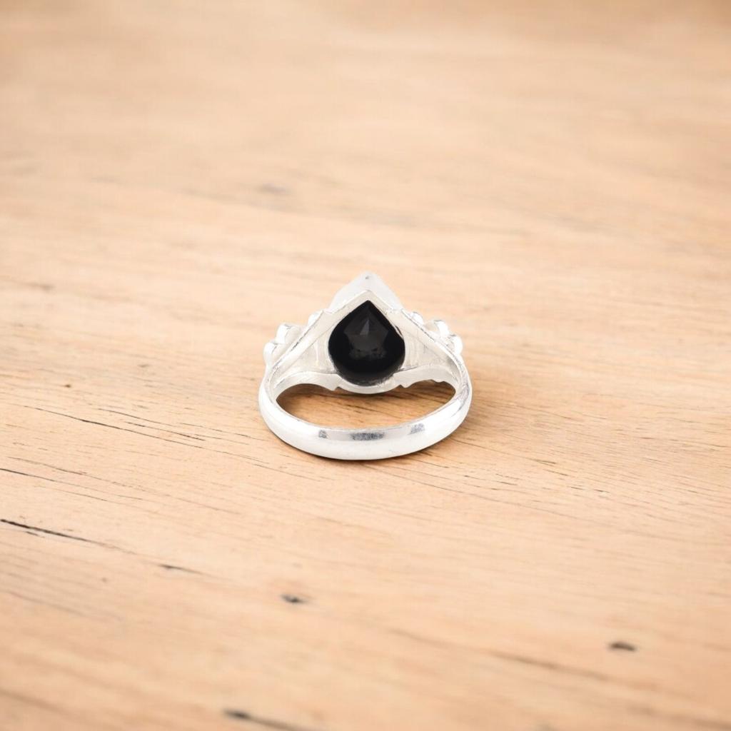 Black Onyx Gemstone 925 Sterling Silver Jewelry Handmade Bohemian Ring For Gift RR-59-17