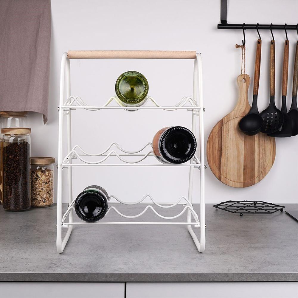 White Metal Wine Rack 9 Bottles