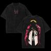 Classic Anime Bleach Zaraki Kenpachi Graphic Print Tee Men Women Retro Washed Cotton Tshirt Loose Casual Harajuku Oversized Top