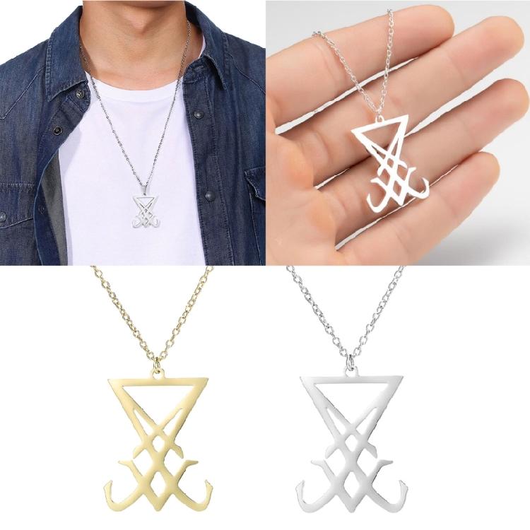 Sigil of Lucifer Pendant Necklace Devil Jewelry Men Gifts Not Easy to Fade