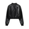 Vintage Jacke Herbst Damen Kunstleder Slim Pendler Stil Mantel Urban Chic