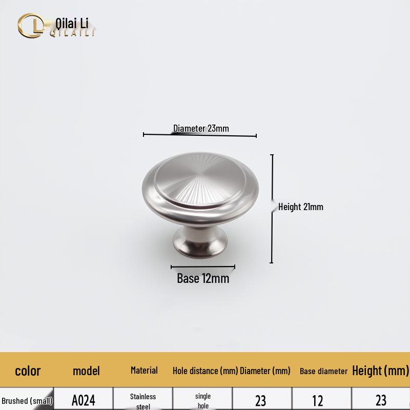 Черная круглая ручка-кнопка для ящика из нержавеющей стали - Грибовидная, с одним отверстием, для шкафов и гардеробов