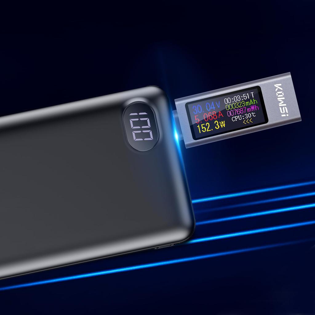 DiyStudio 240W USB Strom- und Spannungs-Doppelmesser USB C Multimeter Bidirektionaler Stromtest Mobiles Laden USB Keine Treiber oder Software Plug and Play