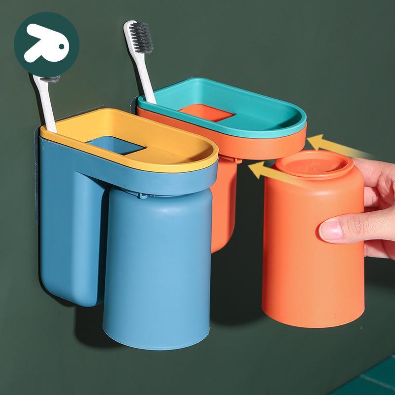 

Pin Tu Wall-Mounted Toothbrush Holder & Luxury Mouthwash Cup Set синій