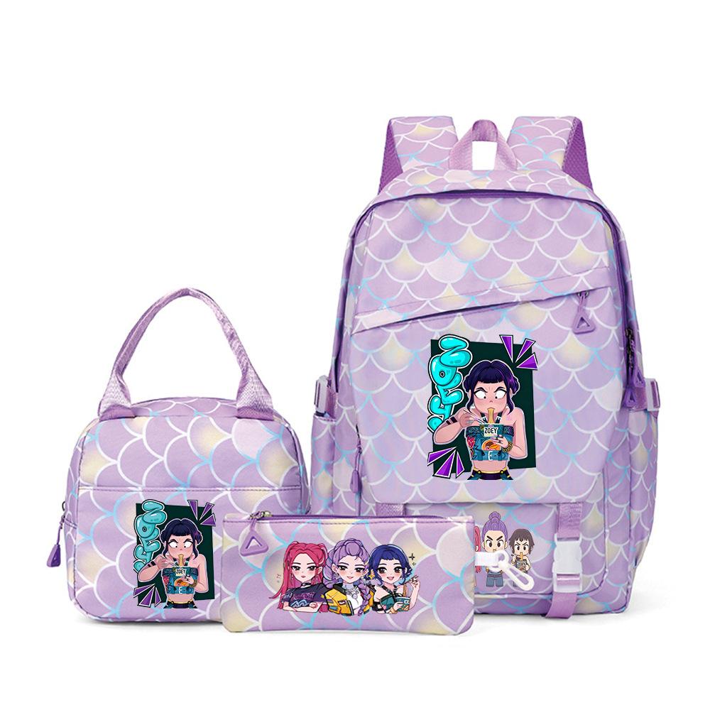 Witch Hunters Three-Piece Backpack Kpop Demon Unters Printed Backpack Lunch Bag