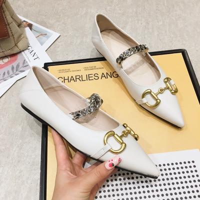 Pointed Metal Horse Buckle Two Wear Stepping Feet Shallow Mouth Flat Sole Shoes Women's Shoes Comfortable Casual Women's Shoes