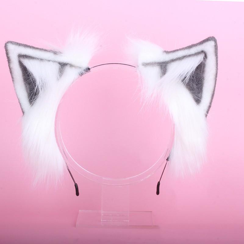 Süßes Lolita-Stirnband mit Fuchsohren und Spitzen-Schleife, Haarschmuck für Damen, Süßer Gothic-Stil