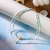 Perlenketten-Set für Damen 2 Stück Samenperlen-Choker mit Meeresschildkröte Seestern Anhängern Layering Sommer Boge Strand Schmuck
