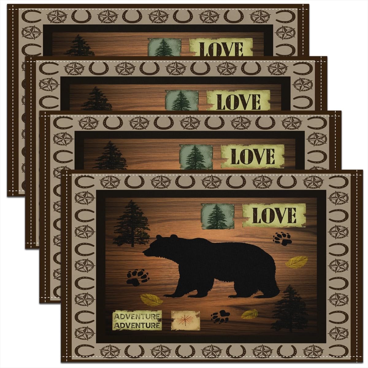 

Wild Deer Placemats Set of 4 Rustic Cabin Country Lodge Table Place Mats for Kids Boys Girls Teens Adventure Placemat 4pcs-12x18