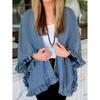 2026 Women's Denim Jacket - European & American Style, Wrinkle Texture Design