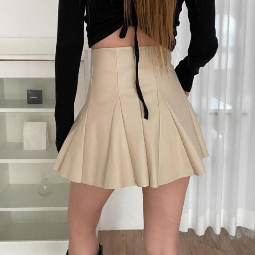 New Arrivals Open Run Slim Fit High Waist 3 4 Fake Leather Skirt