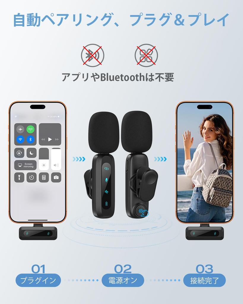 New Model Pin Pin Microphone for Simultaneous Use by 2 Instant LED Indicator Noise Automatic Silent Reverb Plug and 7 Hours Continuous Sound