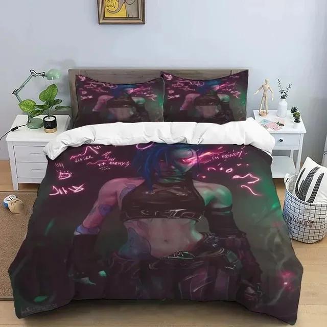 3D Print Jinx Arcane Bedding Set Duvet Cover Bed Set Quilt Cover Pillowcase Comforter King Queen Size Boys Adult Bedding Set