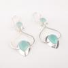 Natural Aqua Chalcedony Gemstone 925 Solid Silver Handmade Hook Earrings 2.07" EE-170-21