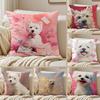 Cute West Highland White Terrier Pet Cushion Cover Pillowcase Antidustmite Invisible Zipper Short Plush Sofa Cushion