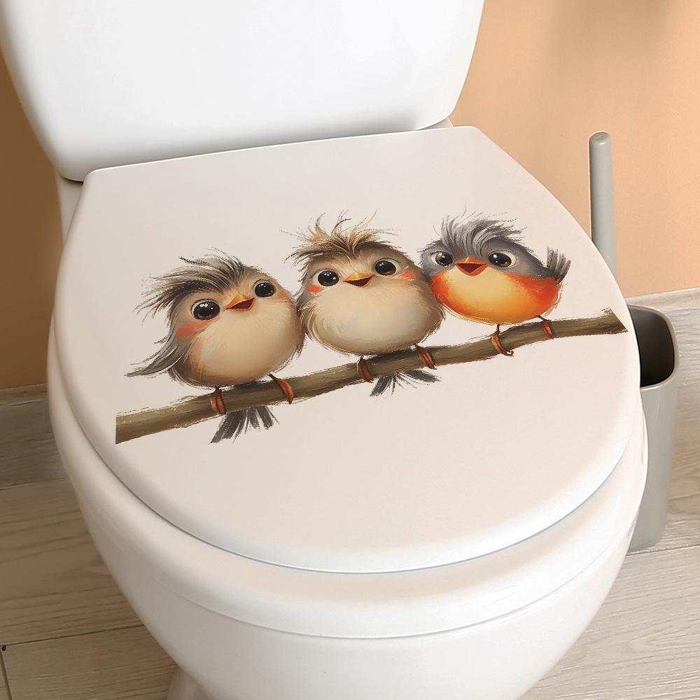 Cartoon Branches Birds Toilet Bathroom Decorative Wall Stickers
