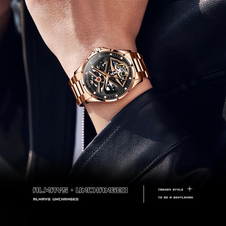 OLEVS Neue Uhr Mode Hohl Mechanische Uhr Authentische Wasserdichte Herrenuhr Herrenuhr