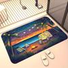 Seaside Camping High Definition Print Door Mat, Non-Slip Absorbent Washable Rug for Bedroom Living Room, Outdoor Picnic Decor