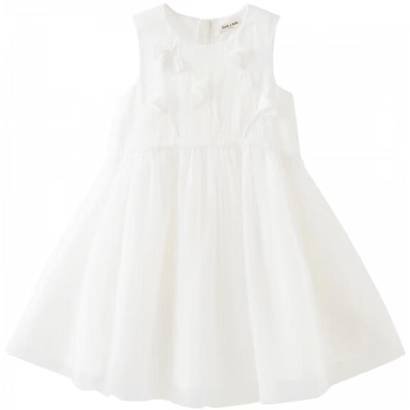 DAVE&BELLA Girls Summer Sleeveless Mesh Dress 120cm белый
