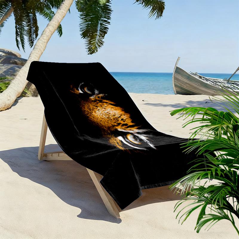 Realistic tiger eyes 2D Flat Print Beach Towel, Large Soft Quick Dry Towel for Beach Camping Swimming.MSTJ0918121