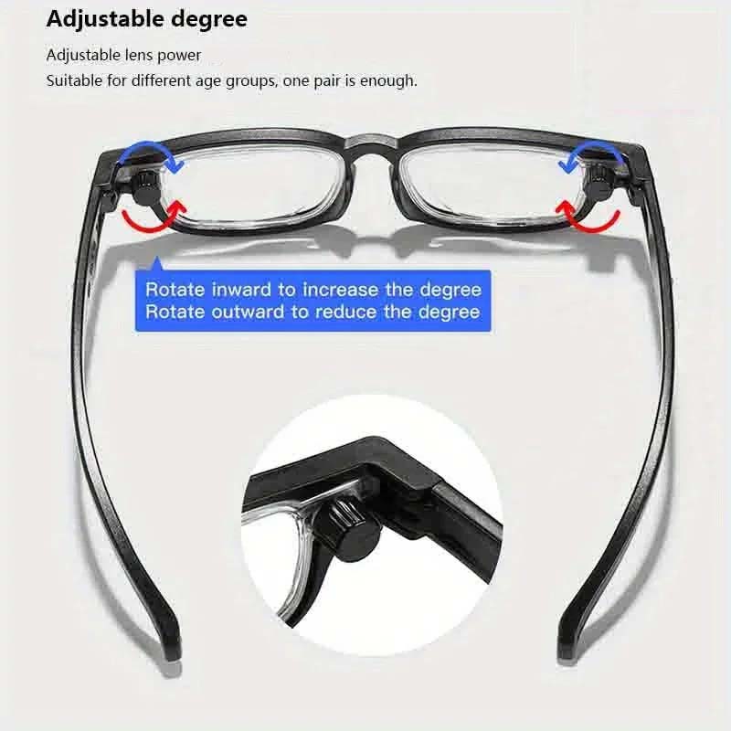 Rotatable Adjustable Focal Length Reading Glasses +50-+350 Comfortable Convenient High-end Eyewear