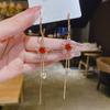 925 Sterling Silver Flower Tassel Earrings with Rhinestones - Elegant 2024 Style for Women, Slimming for Round Faces