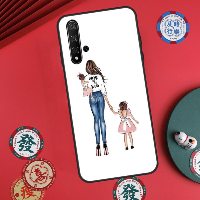 Black Brown Hair Baby Mom Girl Son For Huawei Nova Y73 Y72 Y61 Y91 Y90 Y70 Y60 12s 12i 11i 8i 9 10 SE P60 Pro P30 P40 Lite Case
