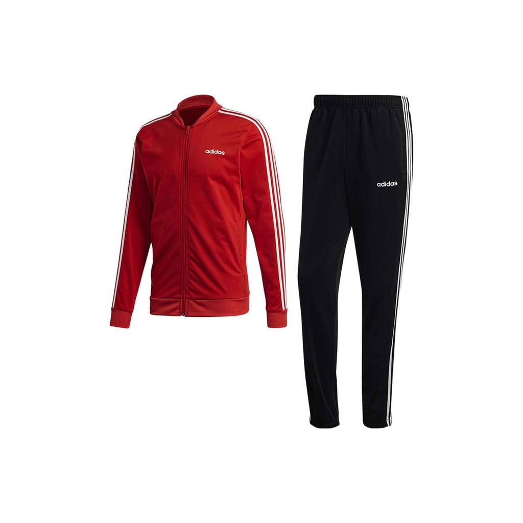 Adidas 3-Stripes Logo Print Zip Jacket And Straight-Leg Pants Track Suit Men Sportswear Red Black FM6308