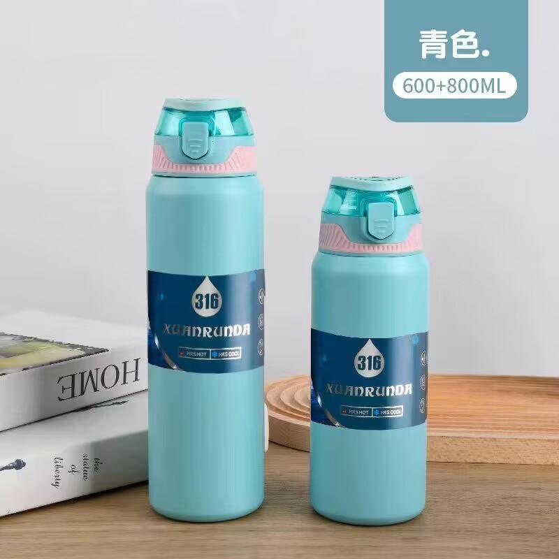 316 Stainless Steel Insulated Water Bottle Bounce Lid Sport Thermos Leak Proof Vacuum Flask Keep Hot Cold for Outdoor Gym Hiking
