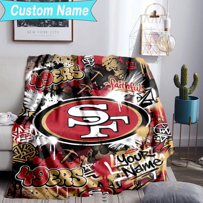 Custom Name Blanket Vintage 49ers Football Blanket Bedding Blanket for Travel, Camping, Living Rooms, Offices, Sofas, Fan Christmas gift