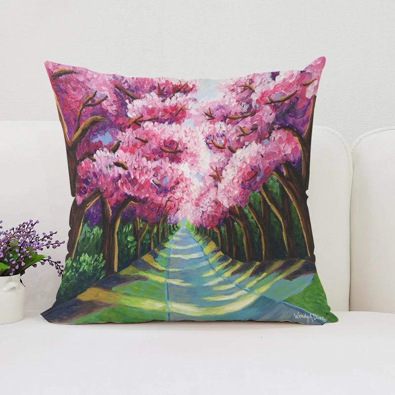 Japanische Kirschblüte Wohndekor Dekorative Kissenbezüge für Wohnzimmerkissen Ästhetische Raumdekoration Kissenbezug 45*45