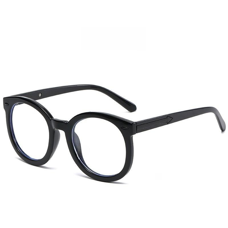 Black Frame Blue Light Blocking Glasses With Round Shape For Stylish Face Framing