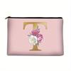 Flower  Letter Print Zipper Storage Bag  Lightweight Versatile Pouch Trendy Clutch Bag