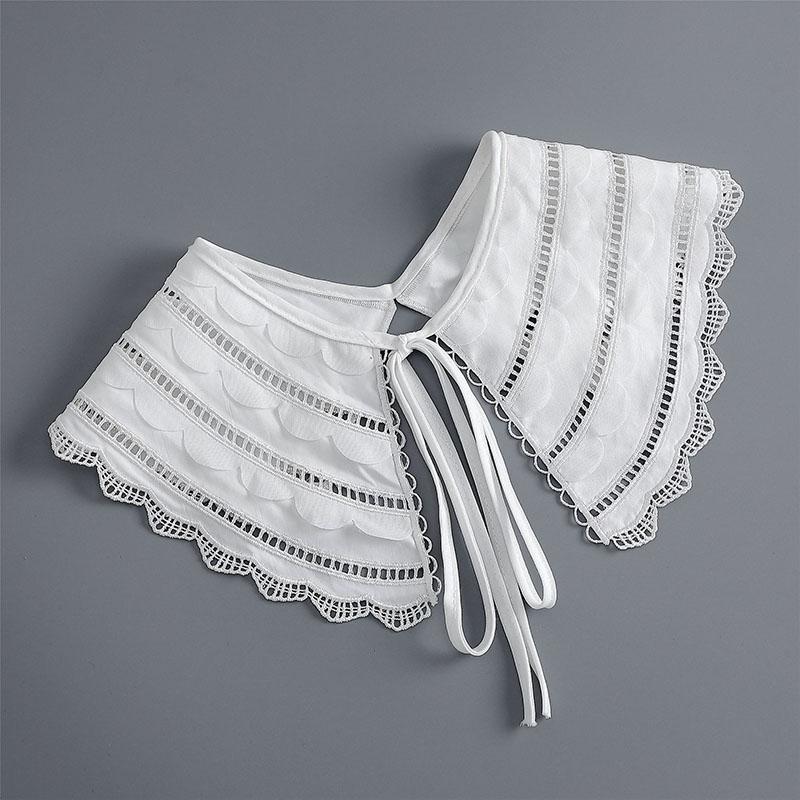 Removable Lace Doll Fake Collar Women Tie Ladies White Shawl Wrap Detachable Embroidered Lapel False Collar Clothes Accessory