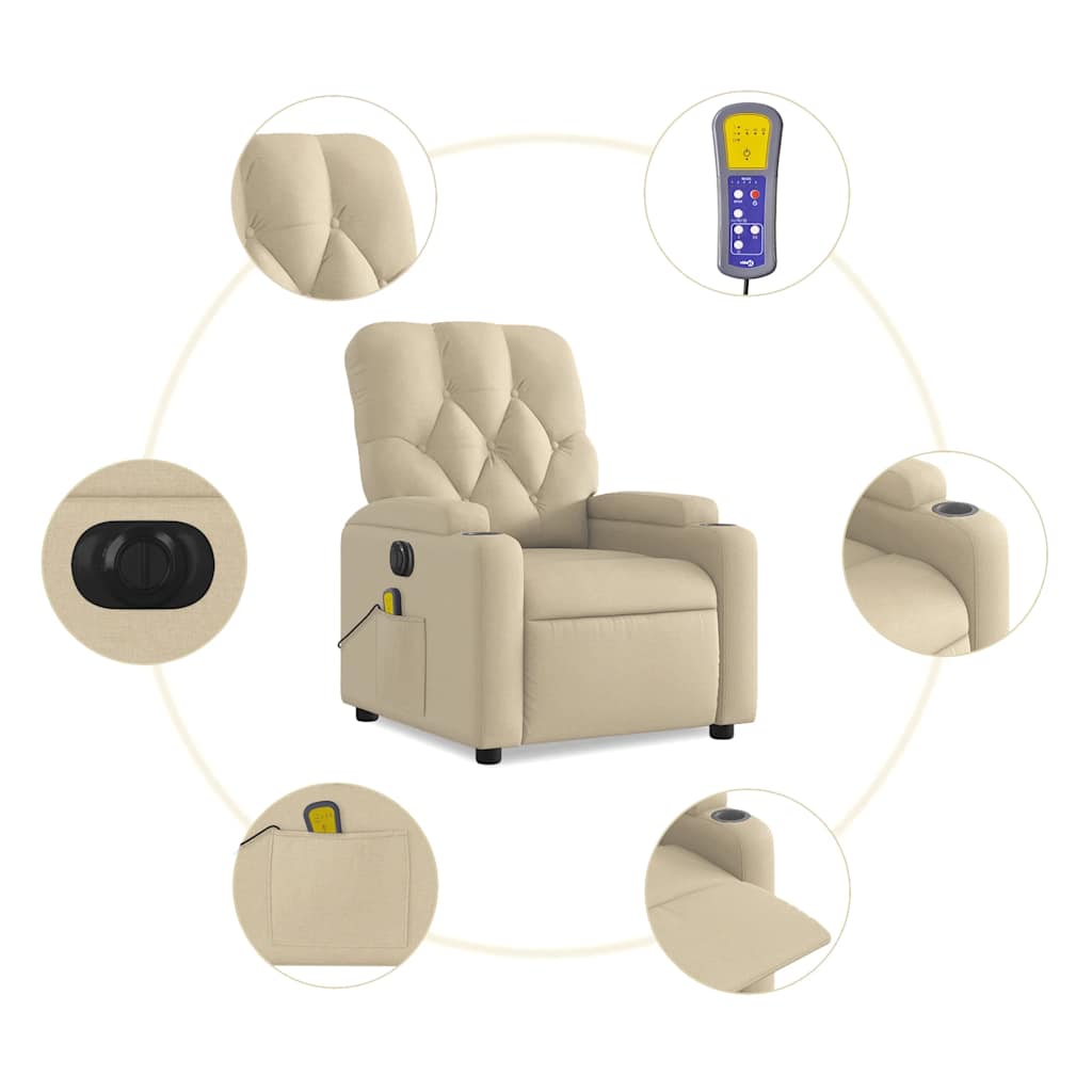 Electric Massage Chair Cream Fabric