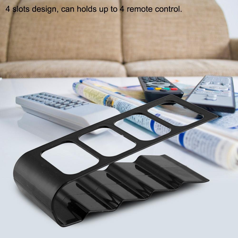 Desktop Plastic Phone VCR DVD TV Step Remote Control Holder Storage Rack Organizer (Black)