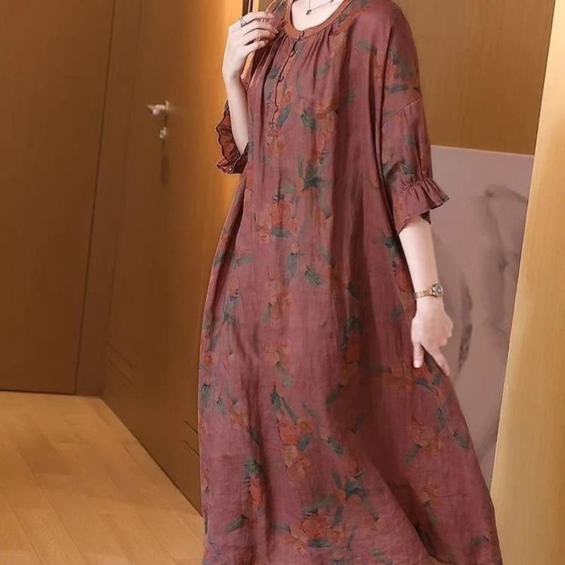 

Юбка для женщин из хлопка, летняя, больших размеров, свободная, цветочная, винтажная, однотонная, юбка, повседневная, с принтом, мягкая, длинная, праздничные платья M красный