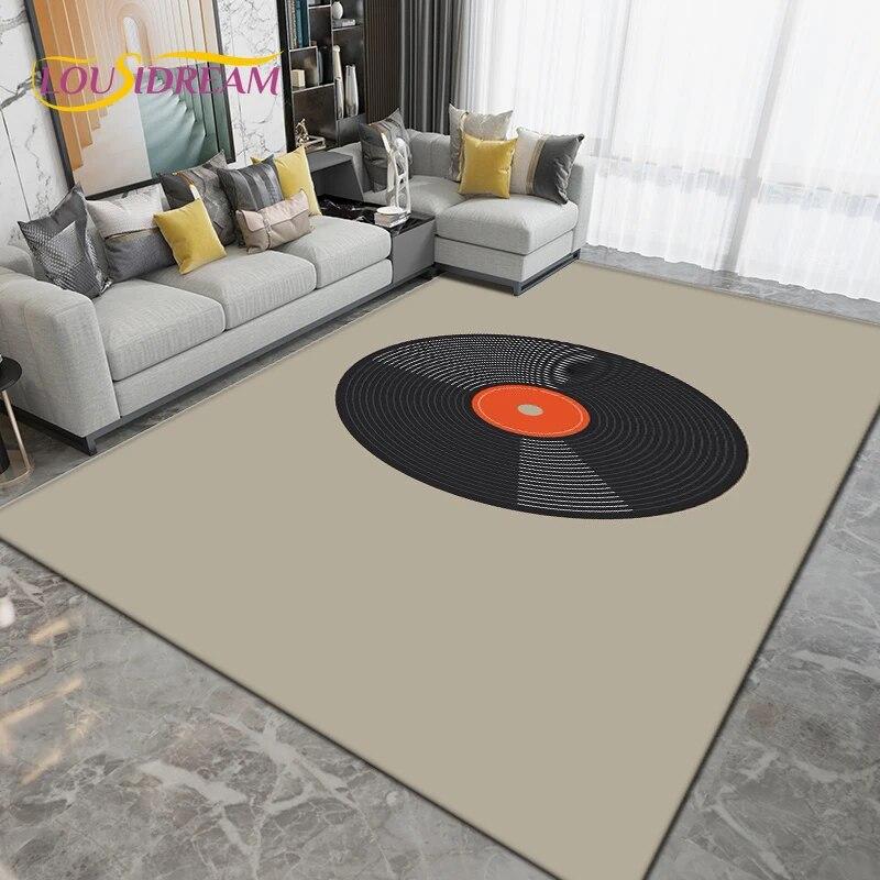 Classical Music Vintage Vinyl Record Area Rug Large,Carpet Rug for Living Room Bedroom Sofa,Kitchen Bathroom Non-slip Floor Mats
